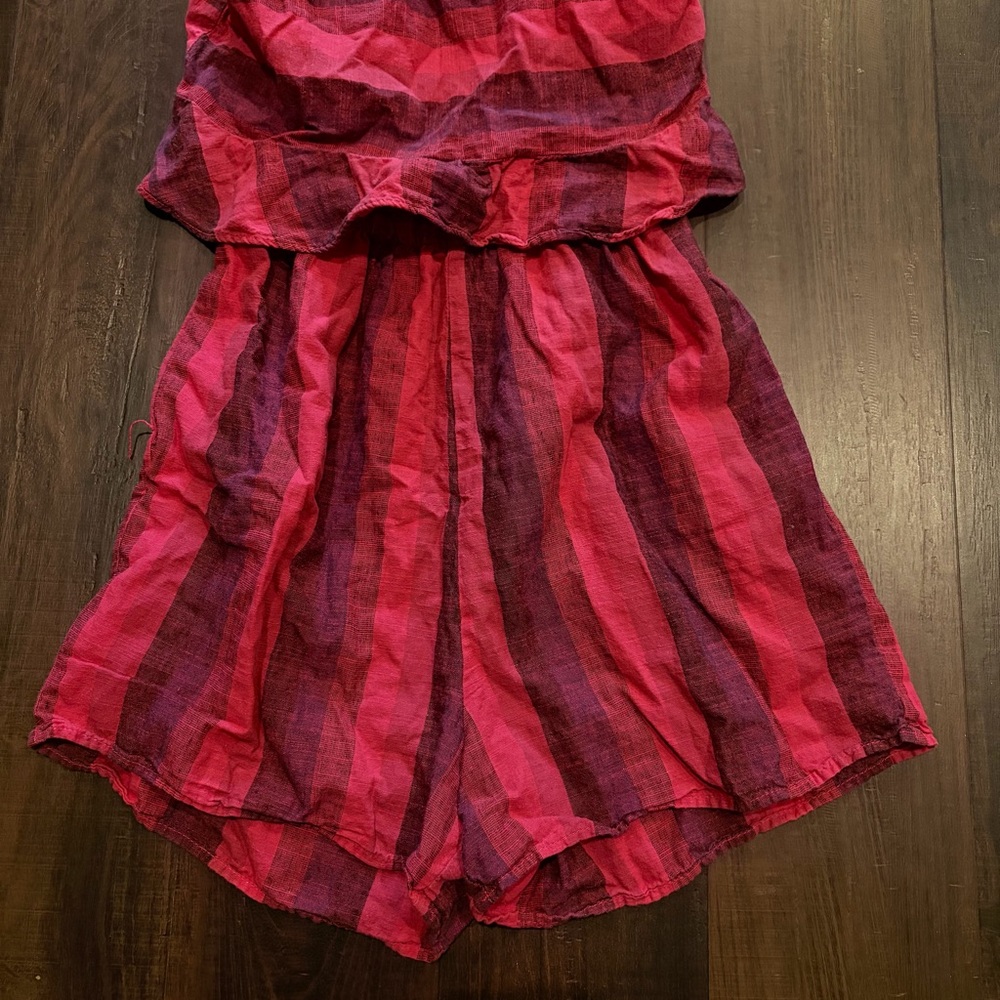 Amadi Anthropologie Tiered Romper Women’s Small Linen Blend - Picture 3 of 9